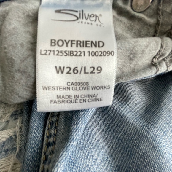 Silver distressed boyfriend denim jeans women super stretch 26 boho casual ankle - Picture 6 of 8